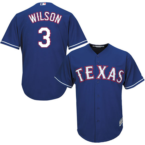 Rangers #3 Russell Wilson Blue Cool Base Stitched Youth MLB Jersey